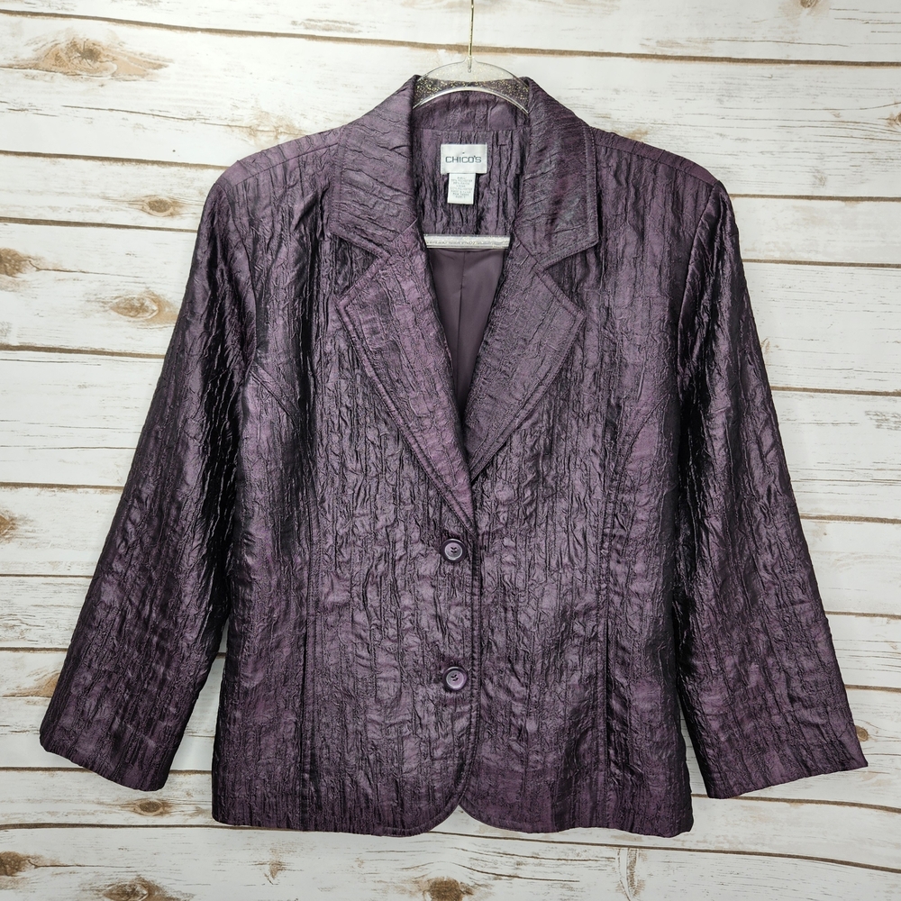 Chicos 3/4 Sleeve Blazer Jacket Size 1=Medium 8-10
